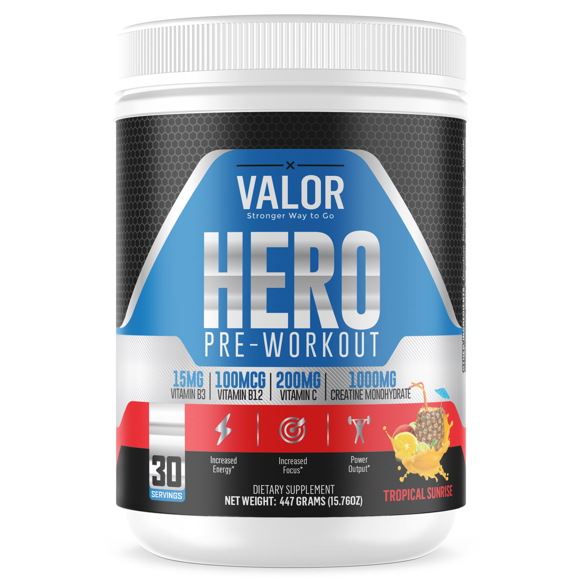 HERO PreWorkout (Tropical Sunrise) VALOR STRONG SUPPLEMENTS